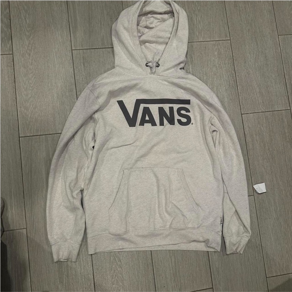 Vans Light Gray Hoodie with Black Logo